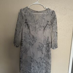 Karen Millen Gray Floral Long Sleeve Dress